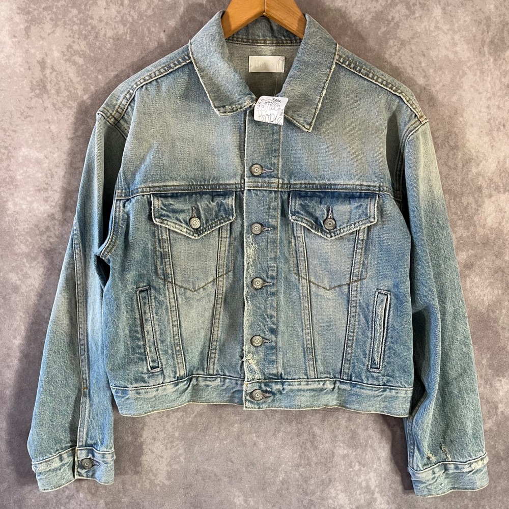 Boyish Harvey Denim Jacket Women Small Napoleon‎ Light Blue Distress Trucker NEW